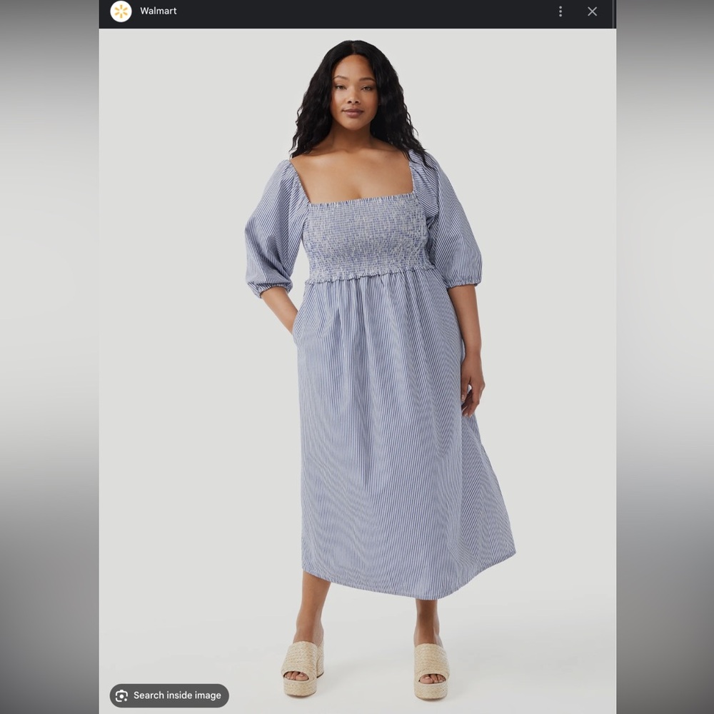 Free Assembly Striped dress 
100% cotton midi length pockets